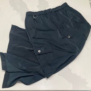 Silky Navy Cargo skirt